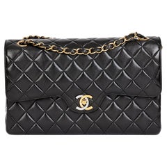 Chanel Black Lambskin Vintage Medium Paris-Limited Classic Double Flap Bag