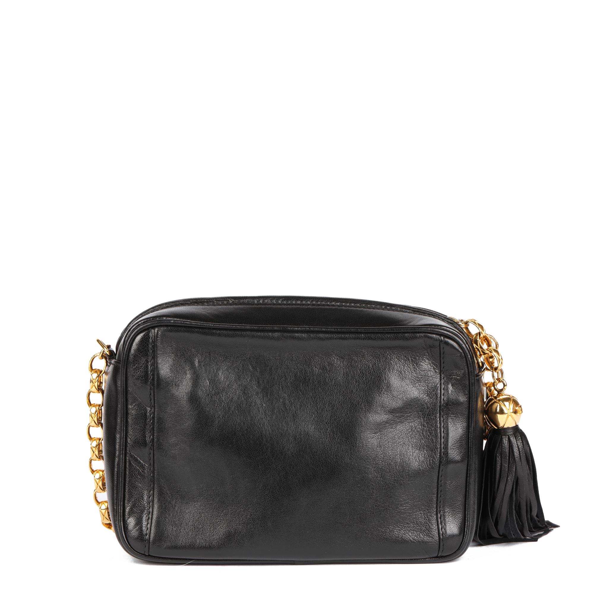 CHANEL Black Lambskin Vintage Mini Fringe Camera Bag 1
