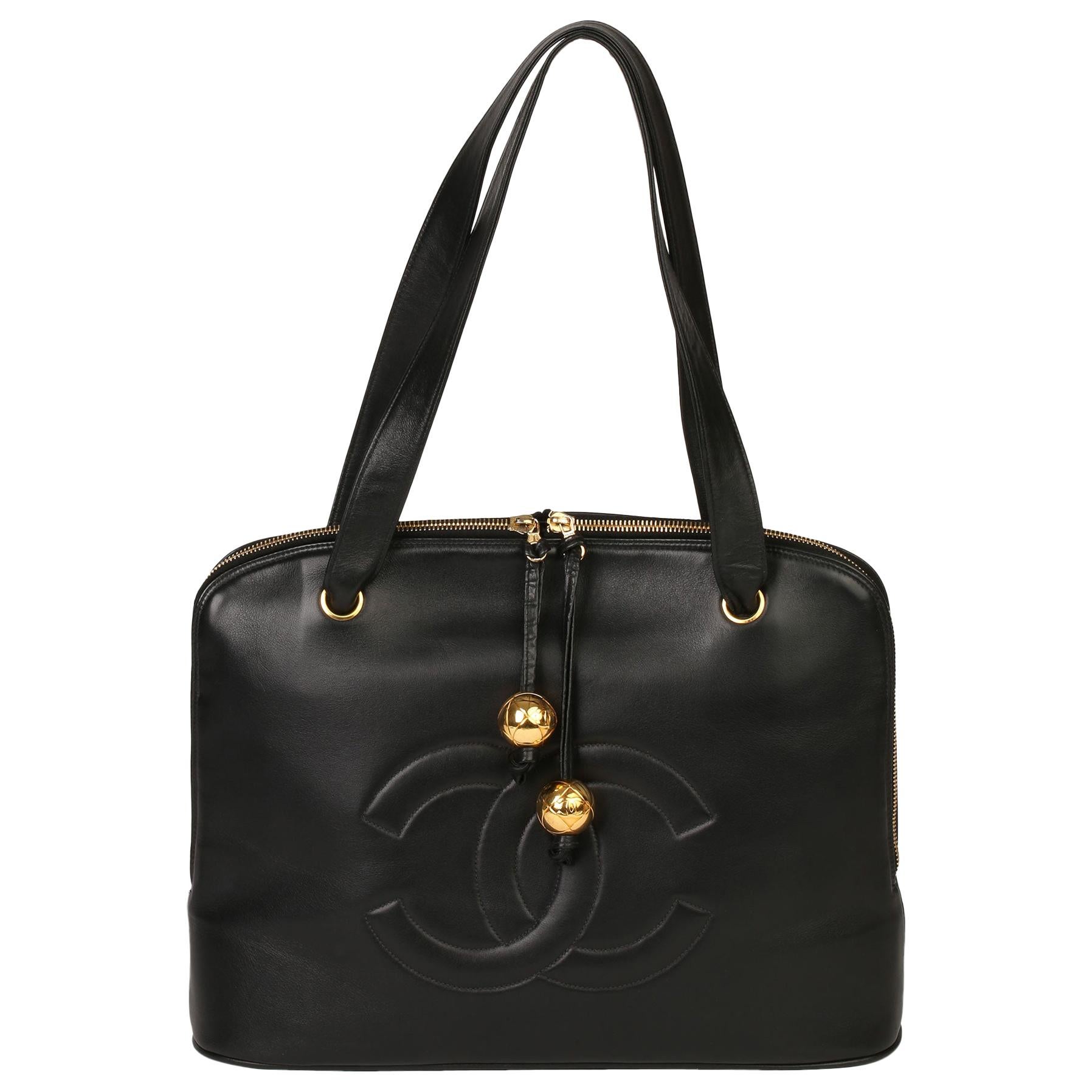 Chanel Black Lambskin Vintage Timeless Shoulder Bag 