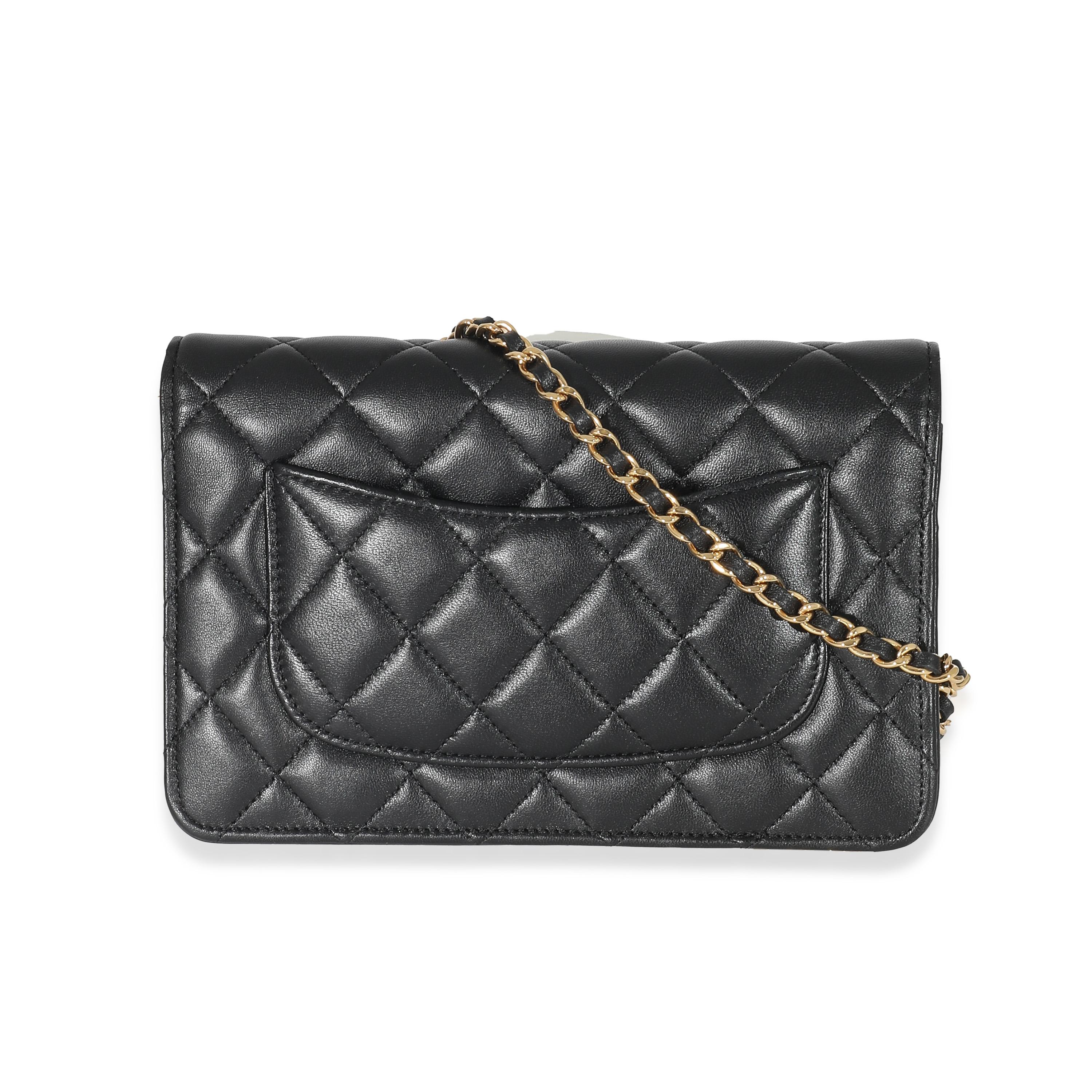 Chanel Black Lambskin Wallet On Chain In Excellent Condition In New York, NY