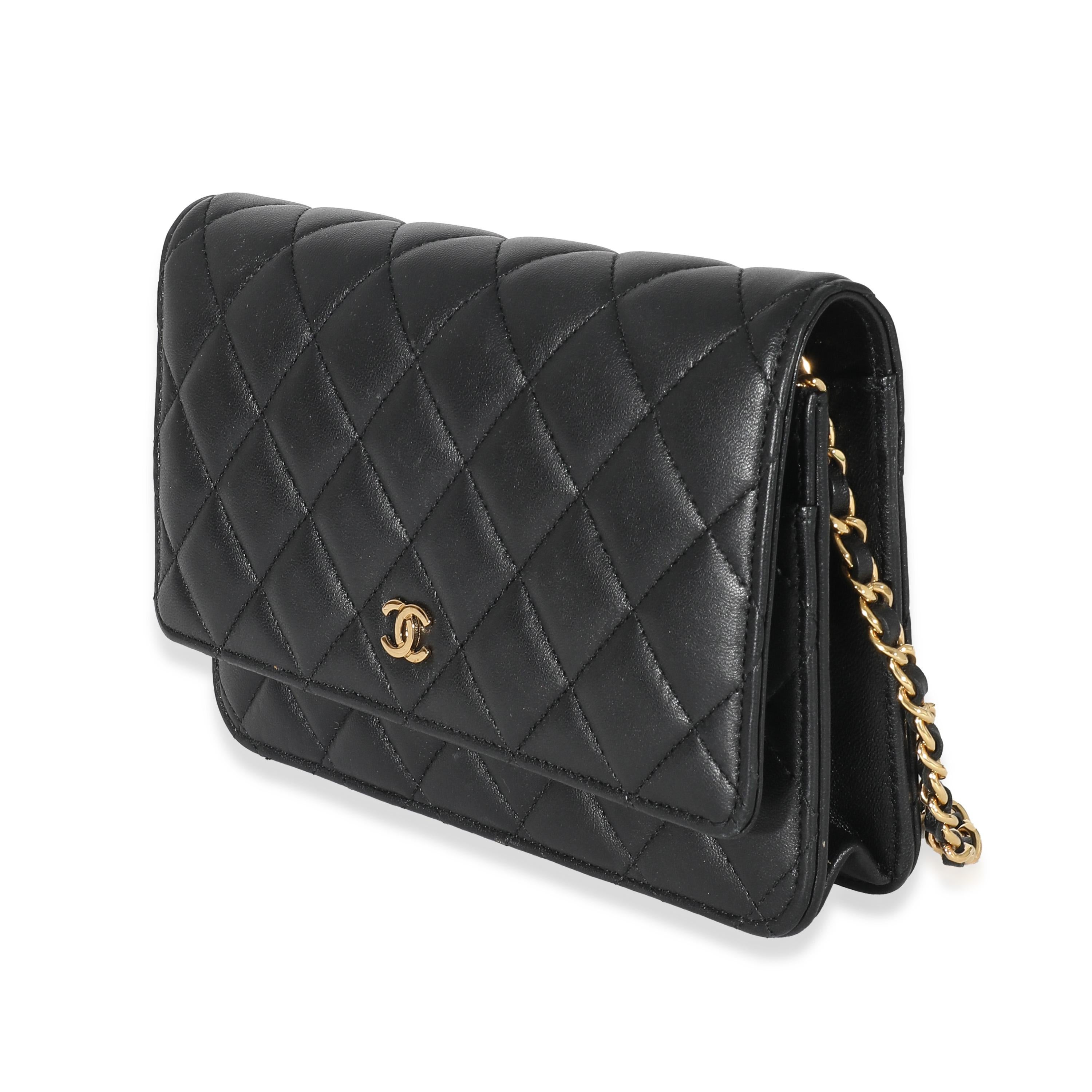Women's Chanel Black Lambskin Wallet On Chain
