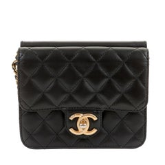 Chanel Black Lambskin WOC Wallet on a Chain with Gold Hardware