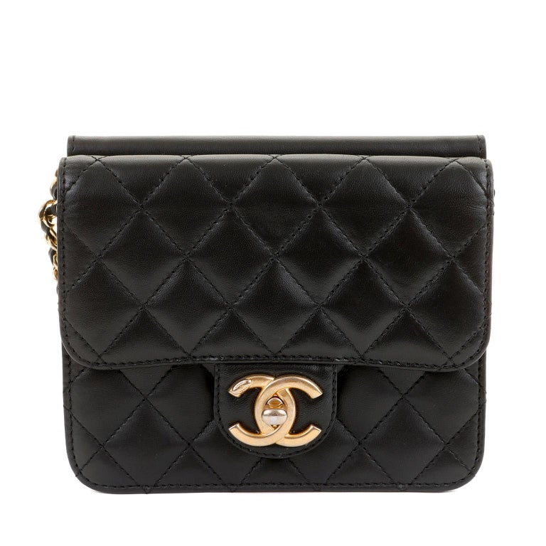 CHANEL Lambskin Quilted Trendy CC Wallet On Chain WOC Black 1275603