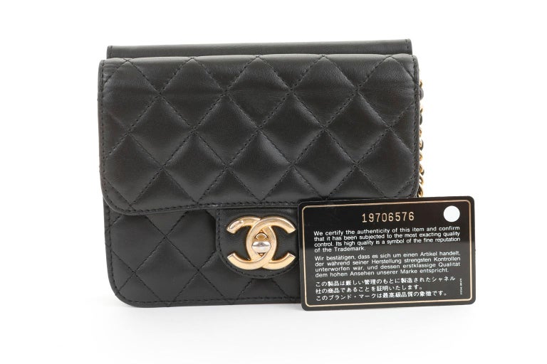 Chanel Black Lambskin WOC Wallet on a Chain with Gold Hardware