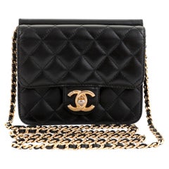 Chanel Black Lambskin WOC Wallet on a Chain with Gold Hardware