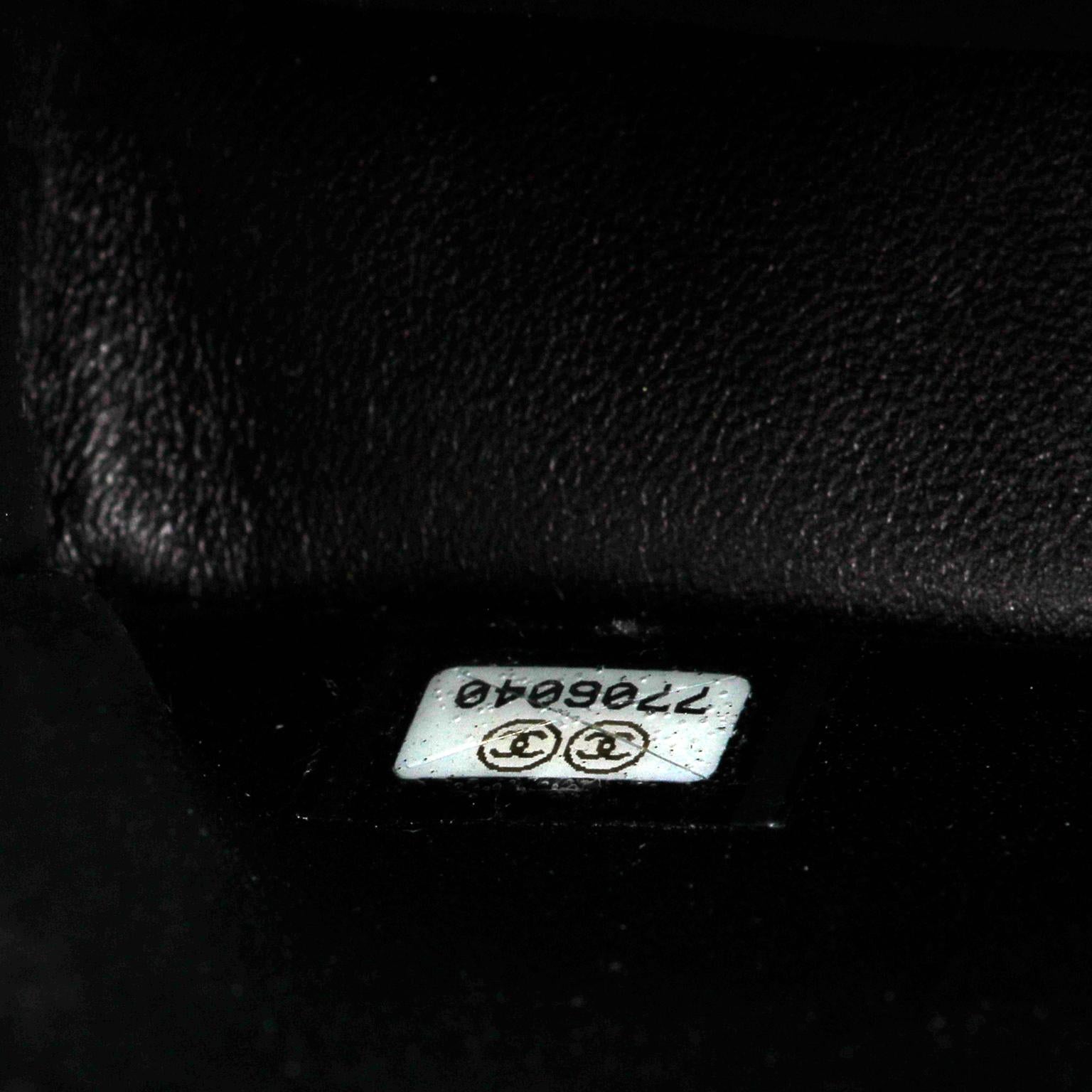Chanel Black Laser Cut Camellia Baguette Bag 2