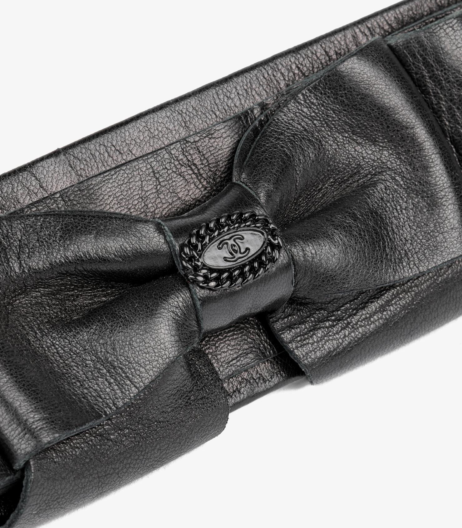 Chanel Black Layered Lambskin Leather Bow Belt 1