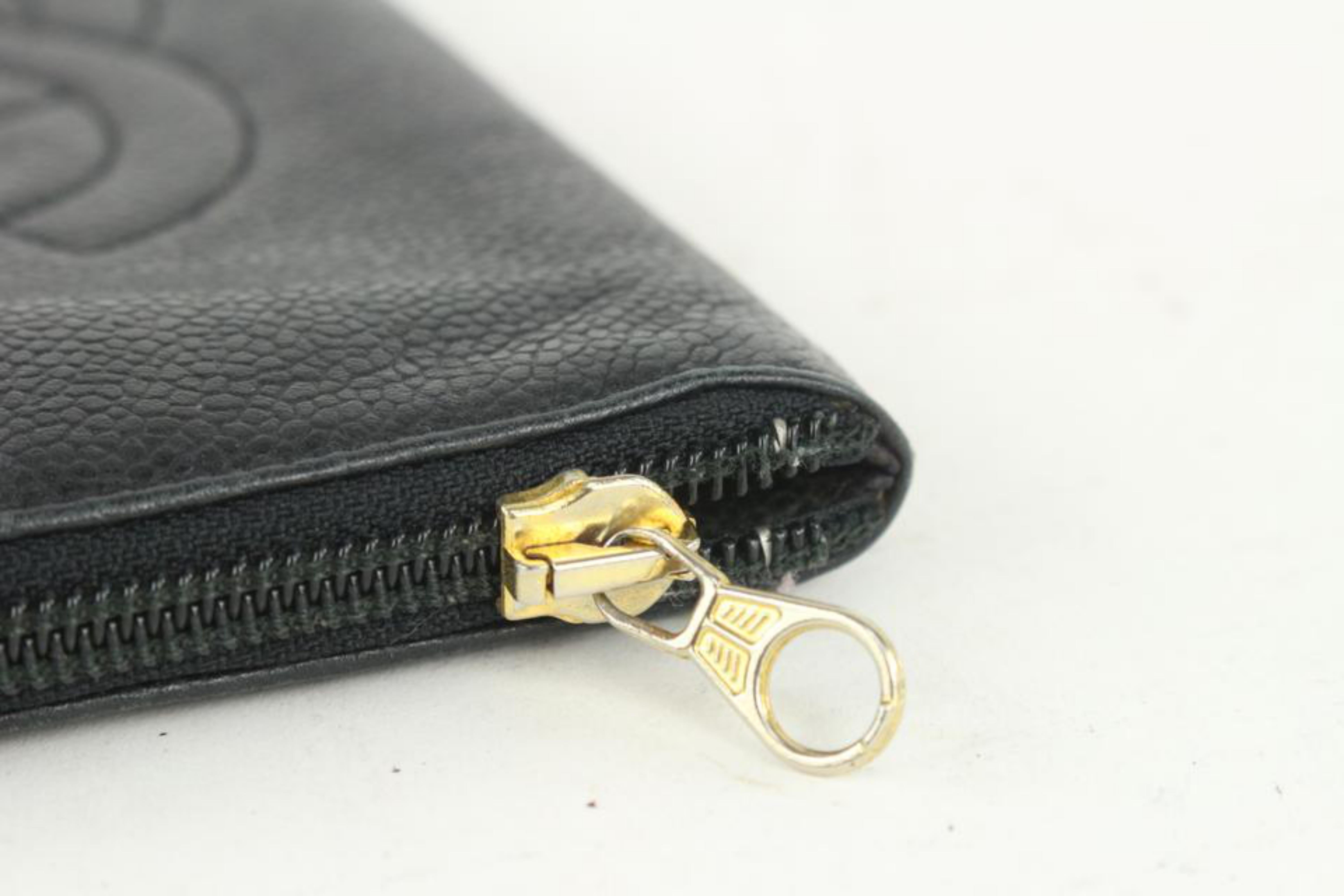 Chanel Black lCaviar CC Logo L-Gusset Zip Around Wallet Long Zippy 2CK1024a 6