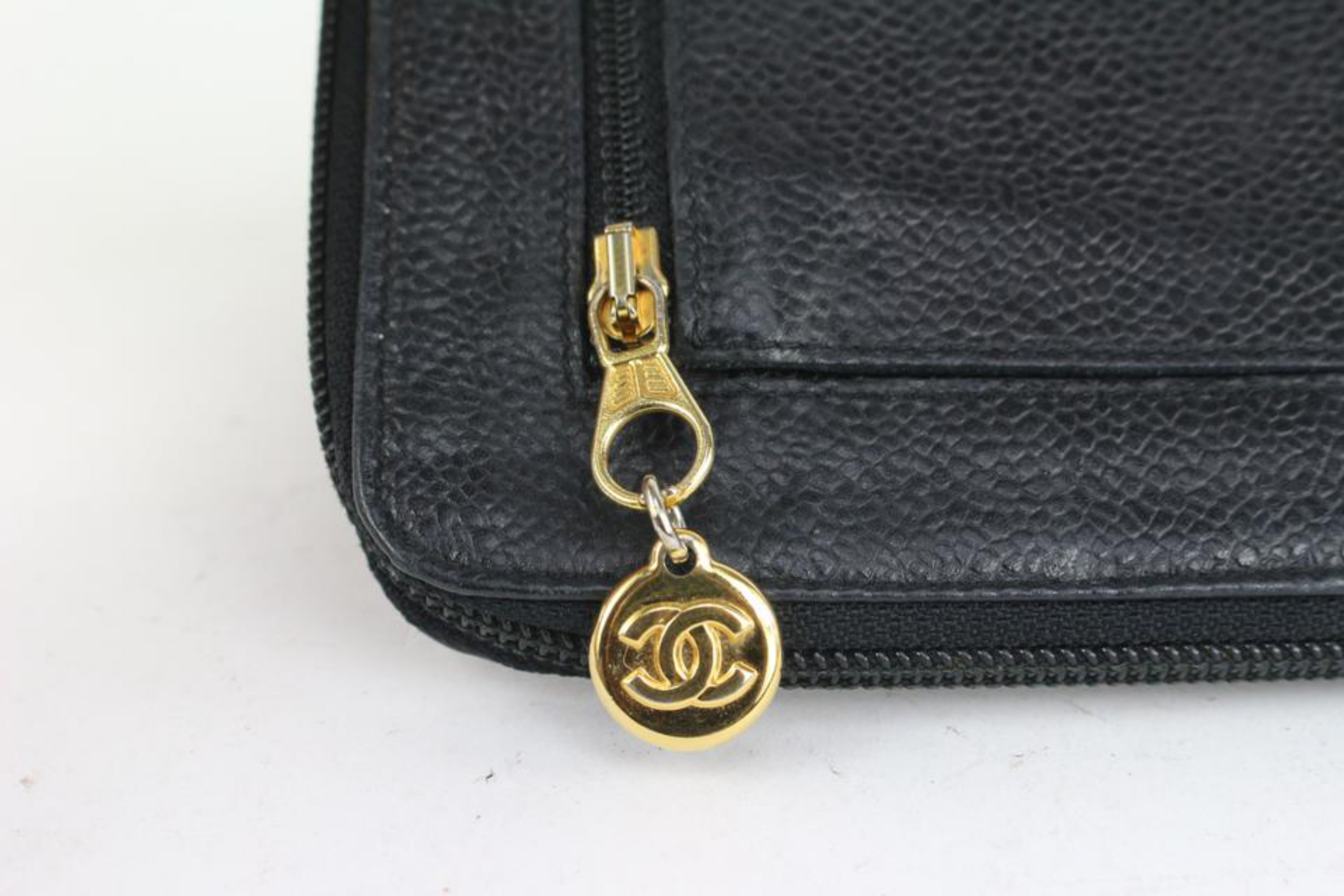 Chanel Black lCaviar CC Logo L-Gusset Zip Around Wallet Long Zippy 2CK1024a 2