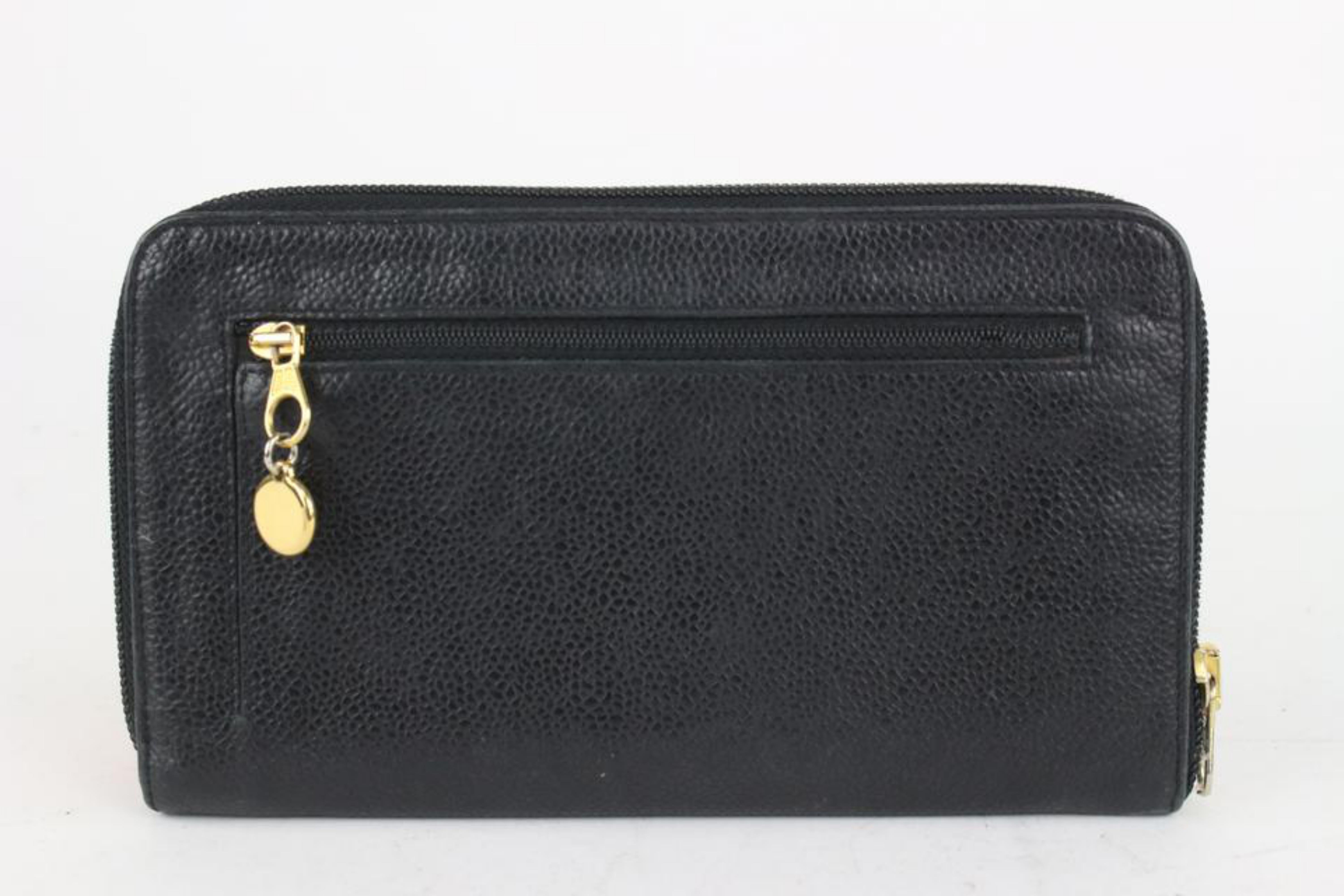 Chanel Black lCaviar CC Logo L-Gusset Zip Around Wallet Long Zippy 2CK1024a 3
