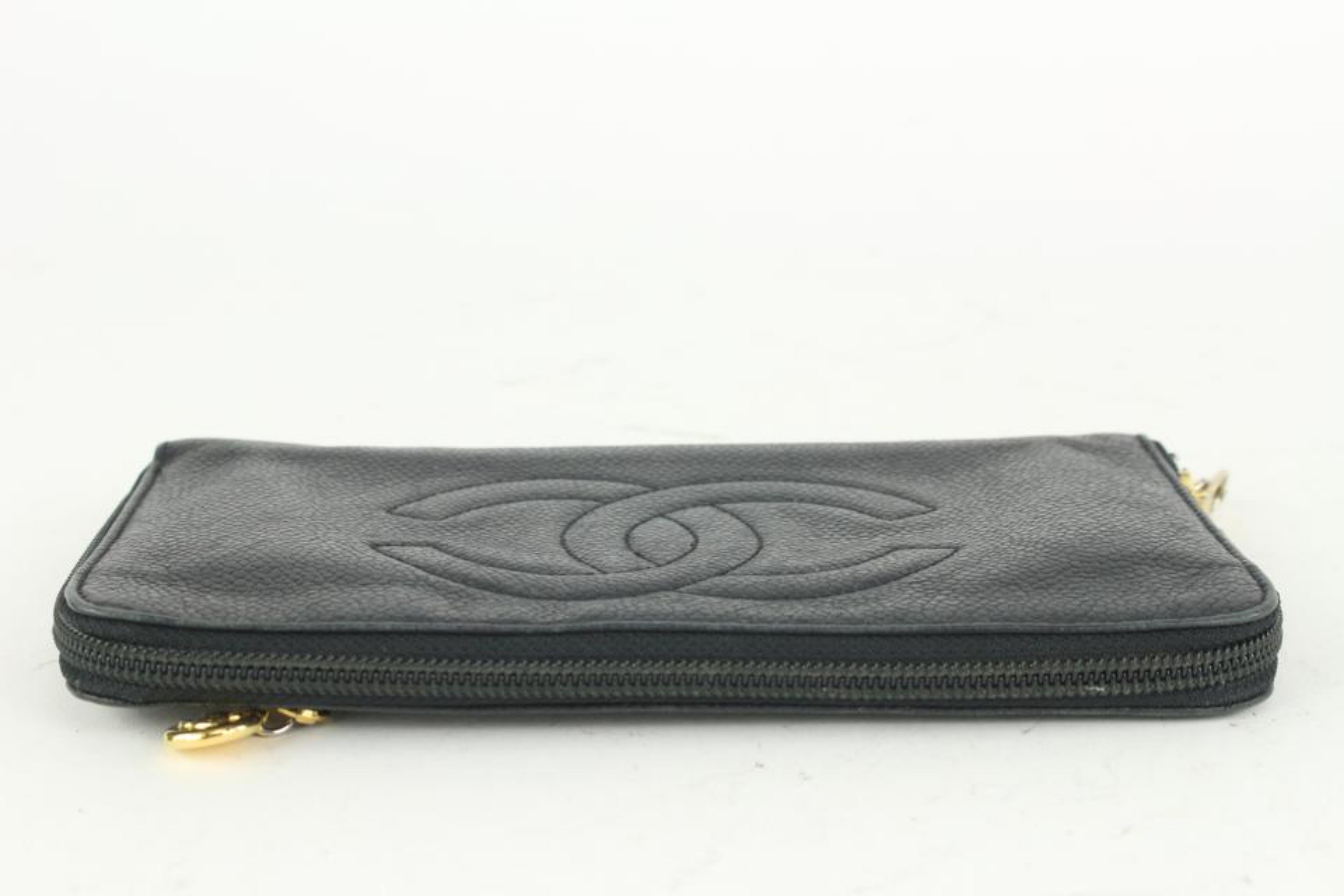 Chanel Black lCaviar CC Logo L-Gusset Zip Around Wallet Long Zippy 2CK1024a 5