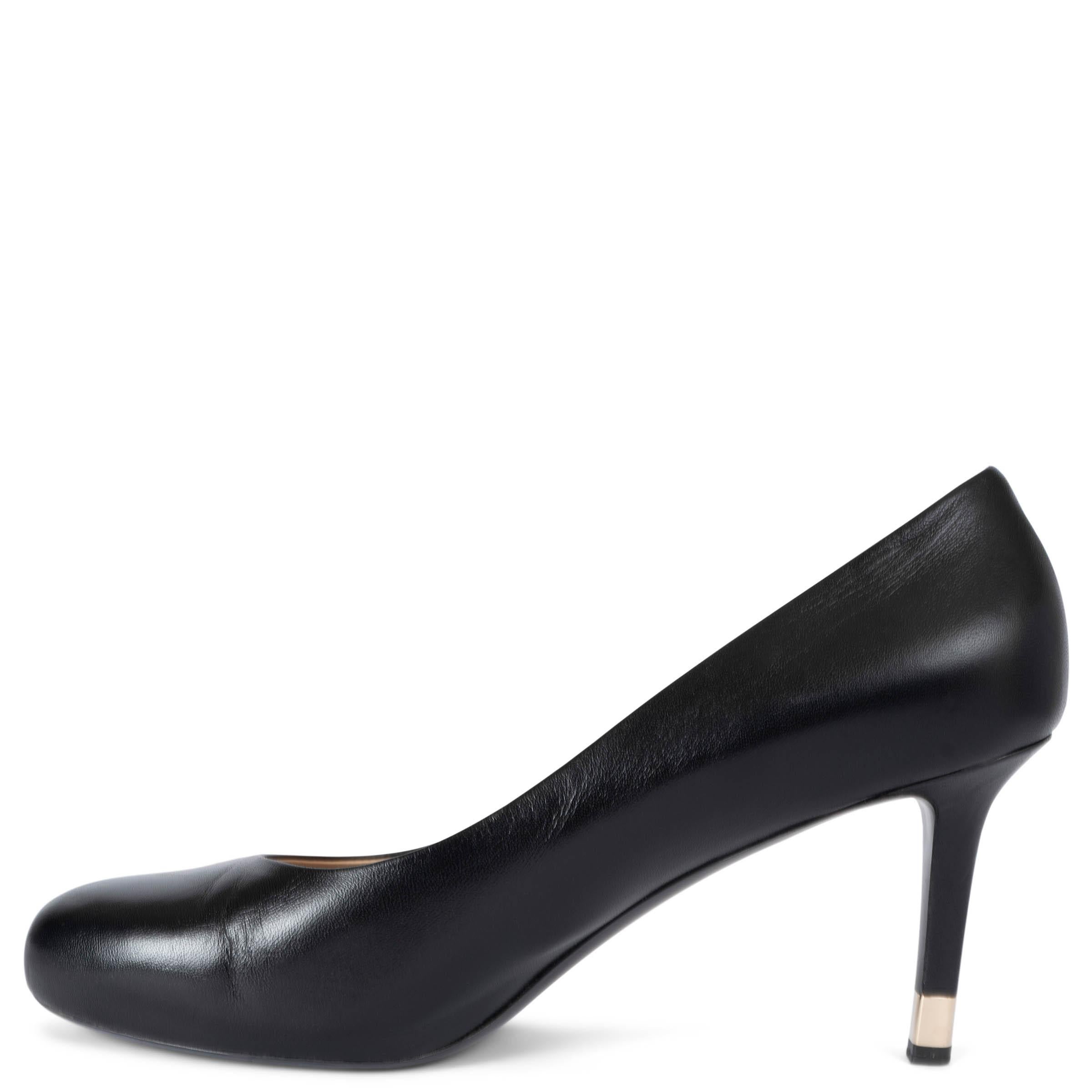 CHANEL cuero negro 15B ROUND TOE Pumps Shoes 41.5 Negro en venta
