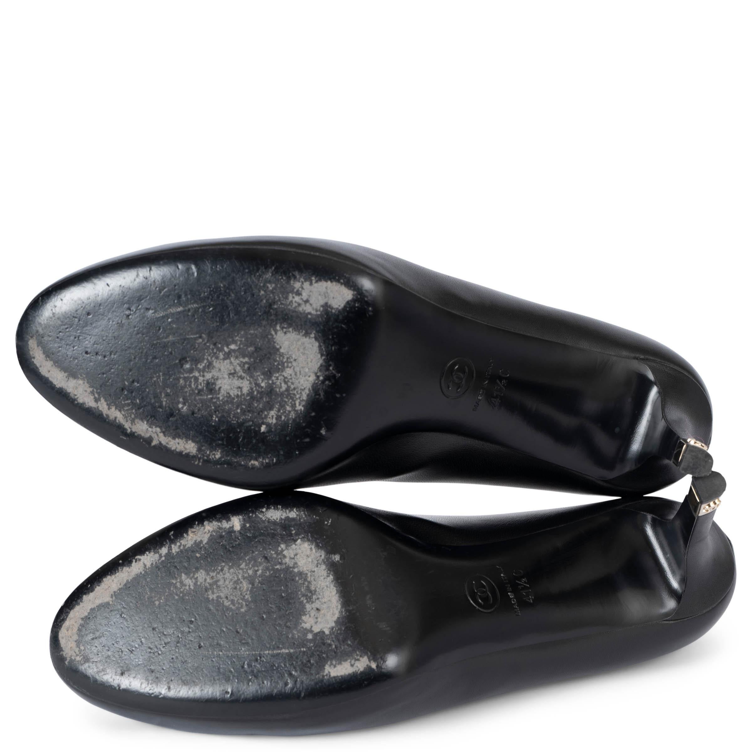 CHANEL cuero negro 15B ROUND TOE Pumps Shoes 41.5 en venta 4