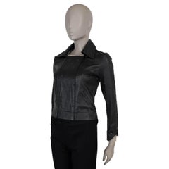 CHANEL black leather 17P EMBROIDERED BIKER Jacket 34 XS