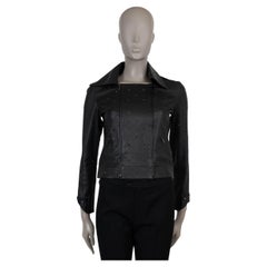 CHANEL schwarzes Leder 17P EMBROIDERED BIKER Jacke 34 XS