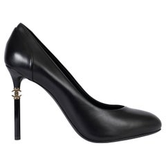 CHANEL black leather 18P G33701 Pumps Shoes 41.5