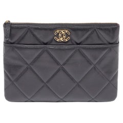 Chanel Black Leather 19 O Case Clutch