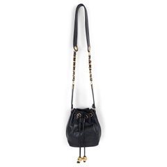 CHANEL black leather 1990s MINI BUCKET Shoulder Bag