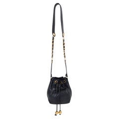 CHANEL black leather 1990s MINI BUCKET Shoulder Bag