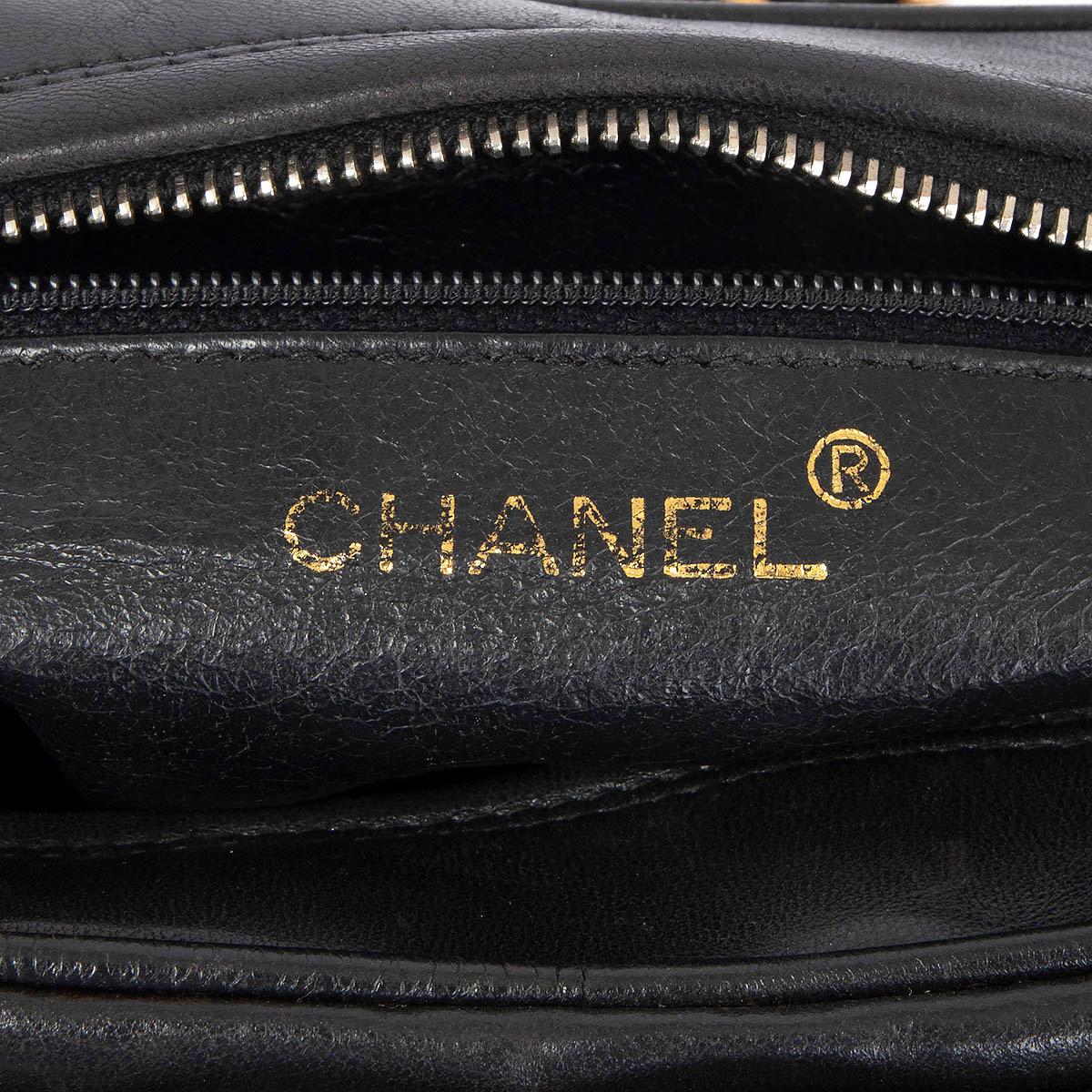 CHANEL black leather 1994 TRIPLE LOGO TASSEL CAMERA Shoulder Bag 2