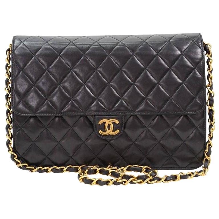 Chanel Vintage Chanel Black Quilted Leather Envelope Flap