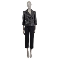 CHANEL black leather 2006 06P BELTED CROPPED Jacket 38 S