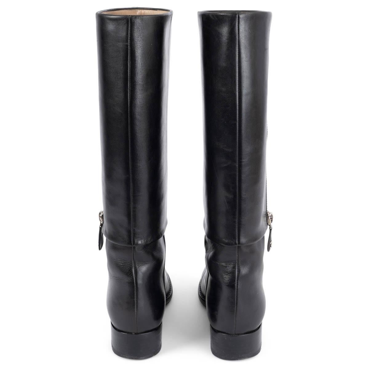 CHANEL black leather 2012 12A BOMBAY RIDING Boots Shoes 37 fit 36 1