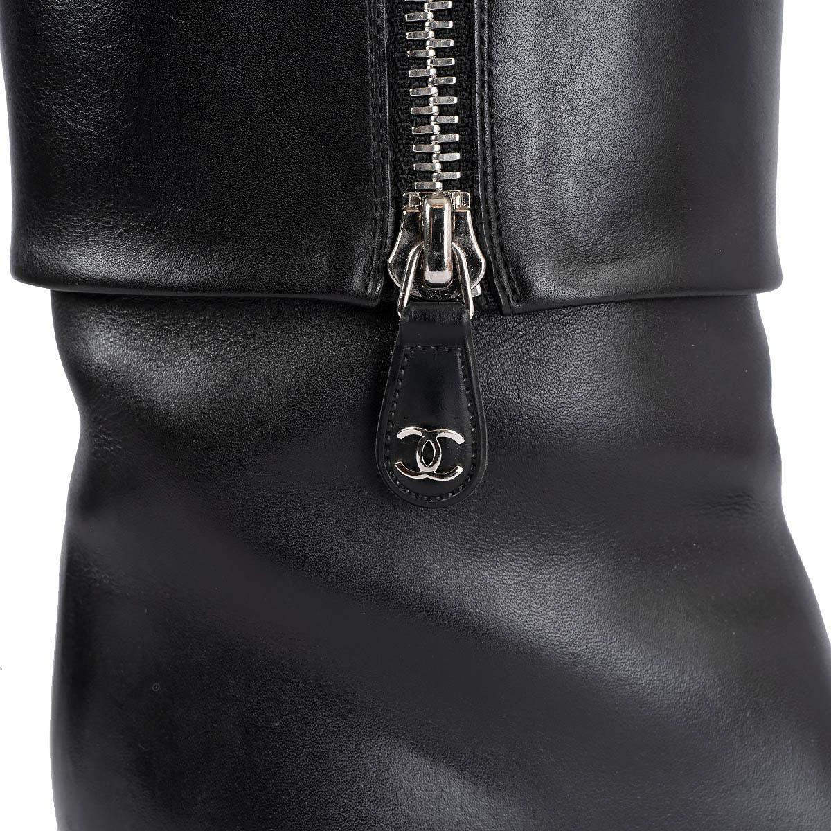 CHANEL black leather 2012 12A BOMBAY RIDING Boots Shoes 37 fit 36 3