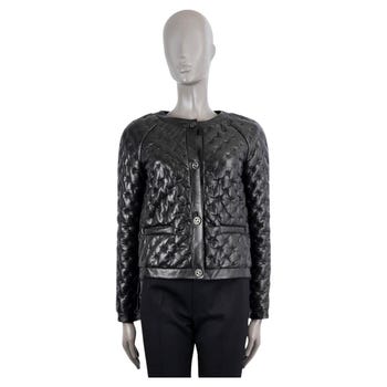 Chanel Black Leather Quilted Puffer Jacket, 2013 