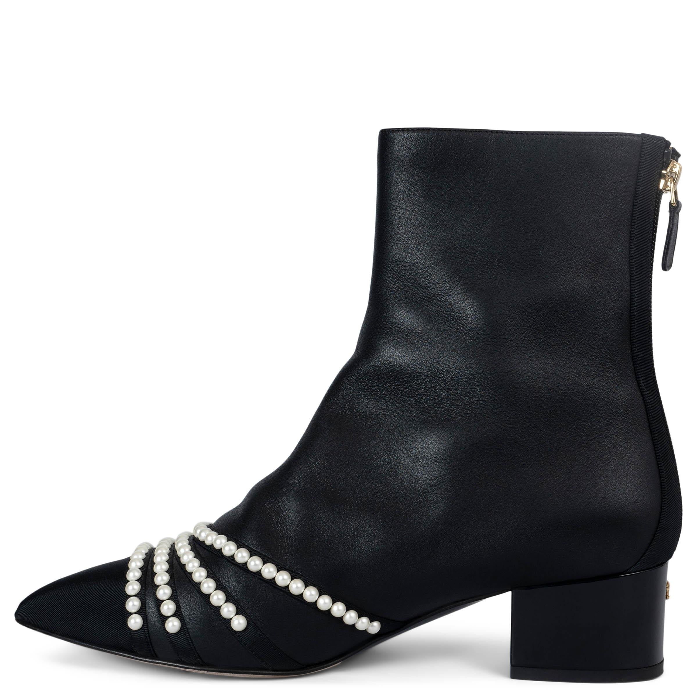 Black CHANEL black leather 2016 16A ROME PEARL POCKET Ankle Boots Shoes 39 fit 38.5 For Sale