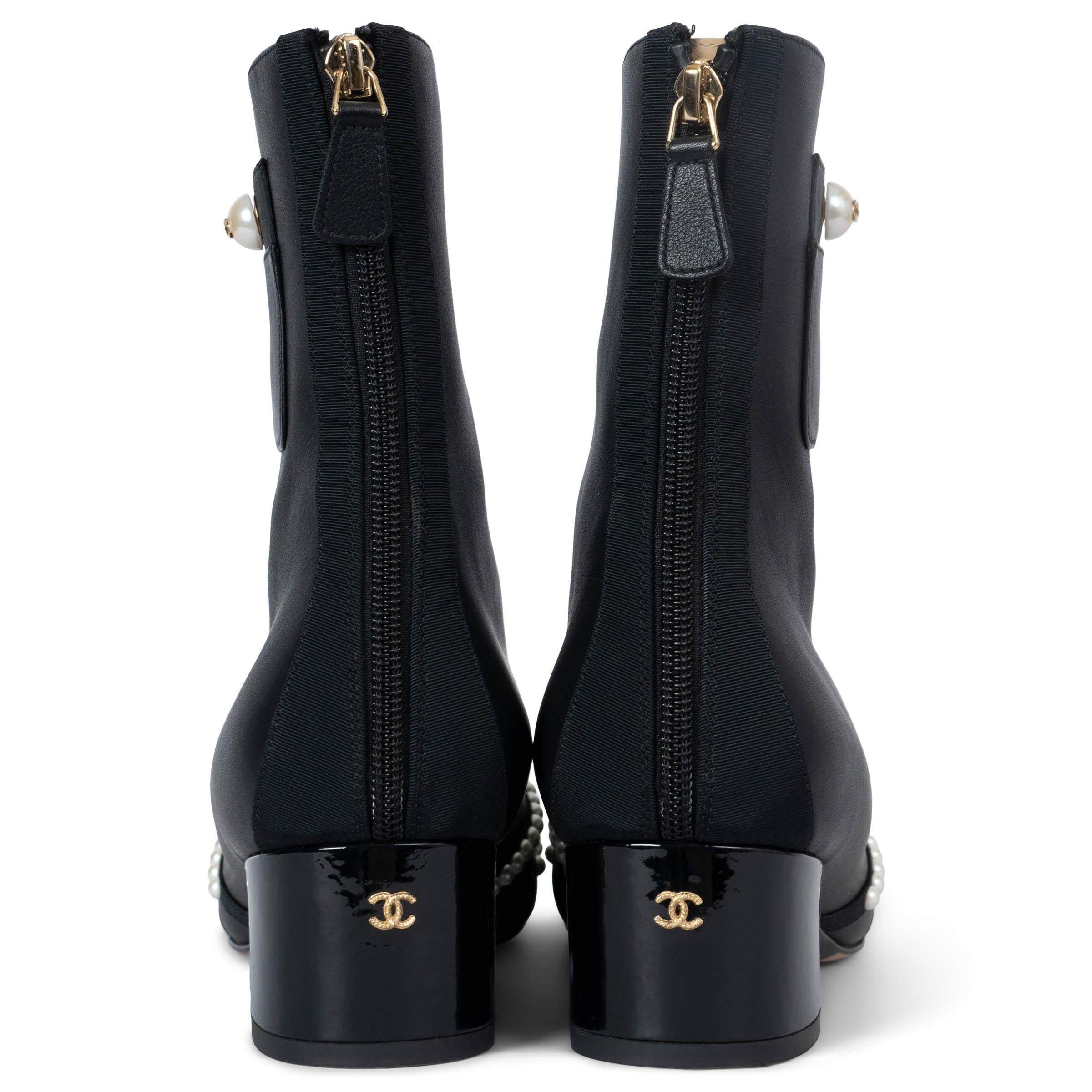 Women's CHANEL black leather 2016 16A ROME PEARL POCKET Ankle Boots Shoes 39 fit 38.5 For Sale
