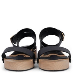 CHANEL black leather 2016 16C SEOUL HINGED CLOG Sandals Shoes 39 fit 38.5