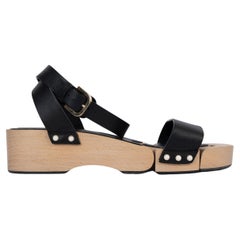 CHANEL black leather 2016 16C SEOUL HINGED CLOG Sandals Shoes 39 fit 38.5