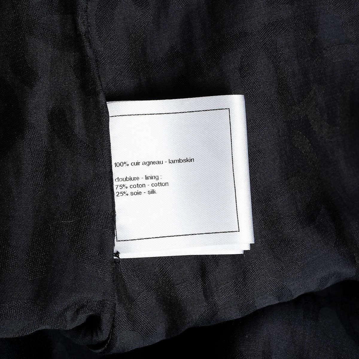 CHANEL black leather 2016 16S ZIP-FRONT MIDI Skirt 38 S 4