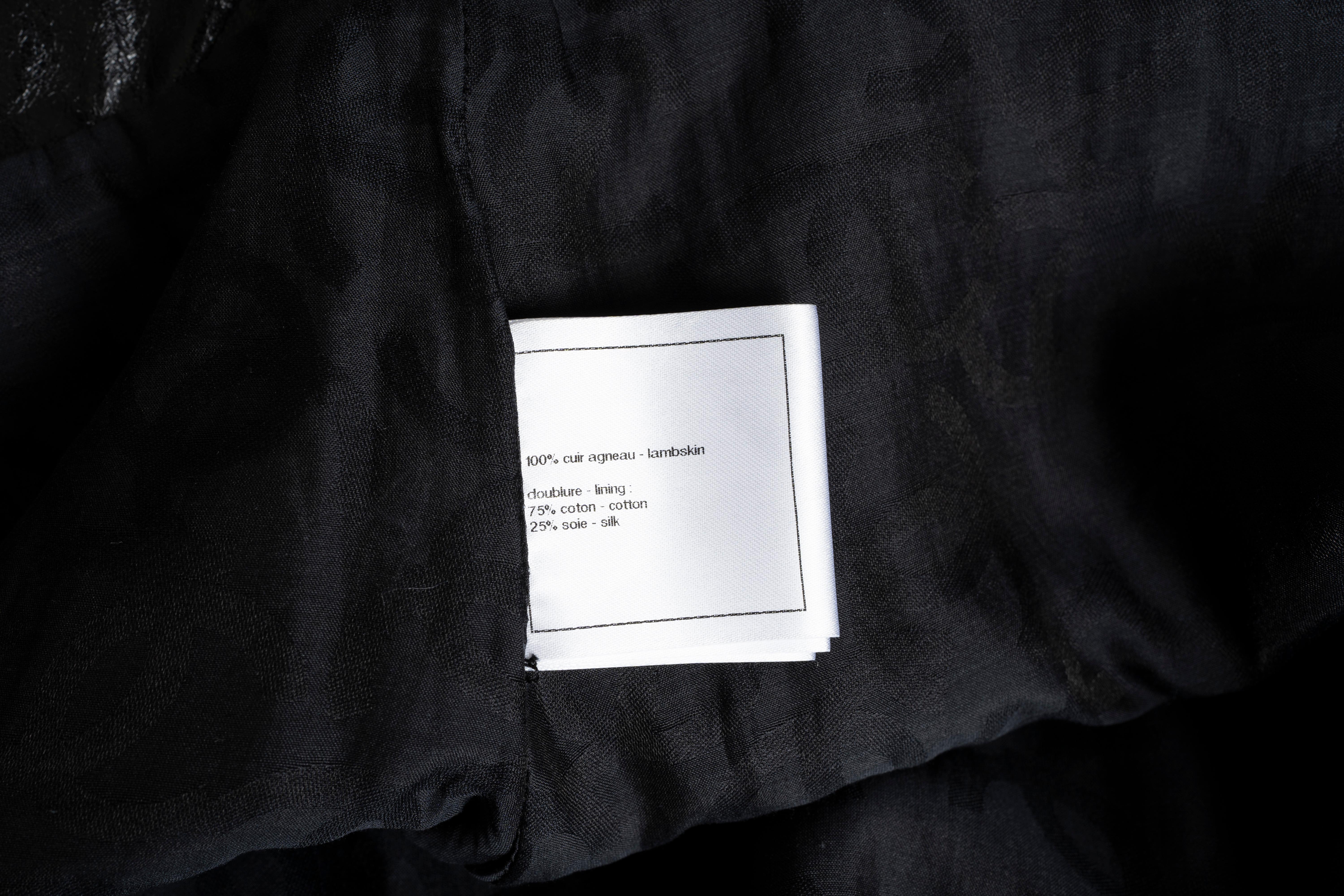 CHANEL black leather 2016 16S ZIP-FRONT MIDI Skirt 38 S 5