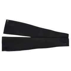 Used CHANEL black leather 2018 18A HAMBURG FINGERLESS LONG Gloves 7