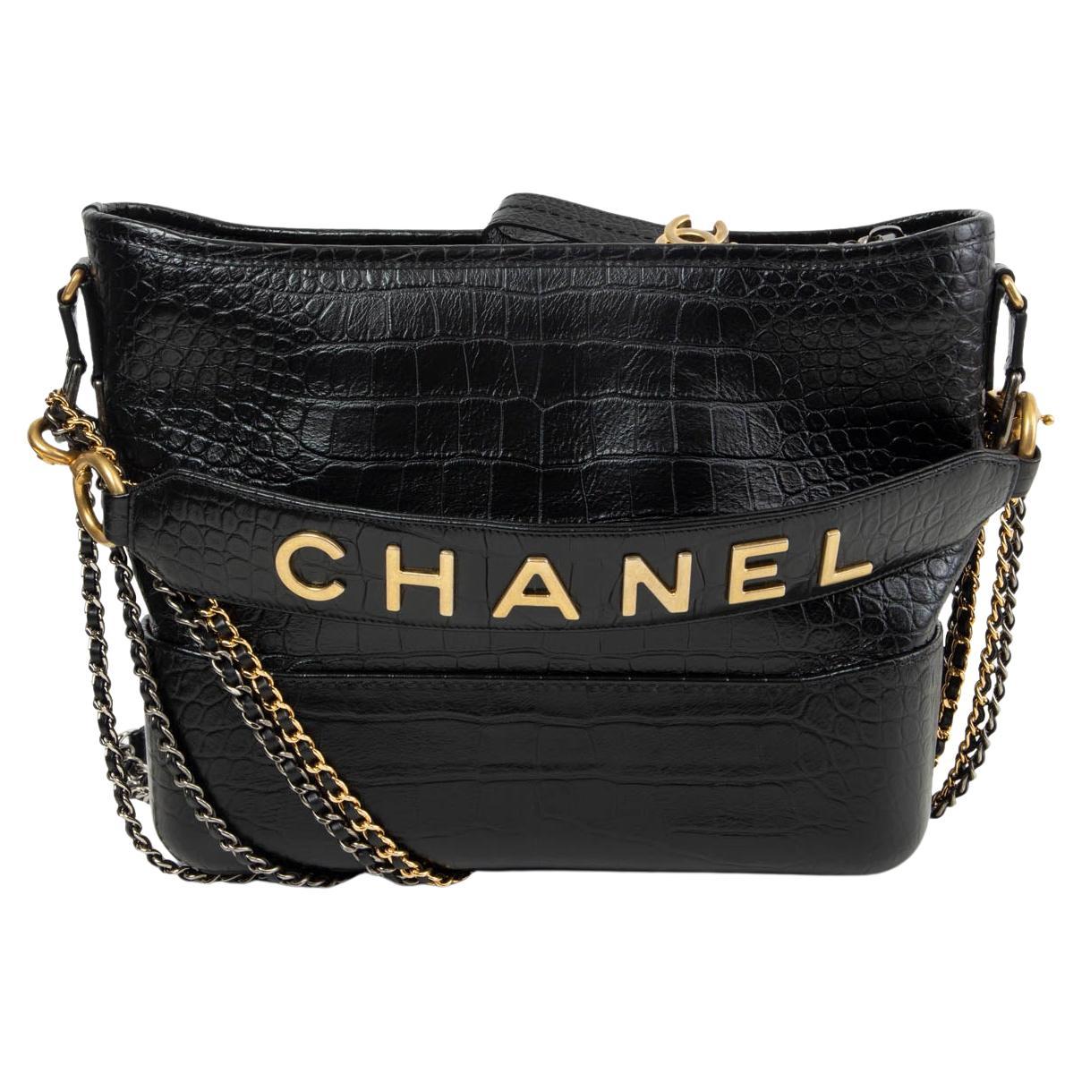 Chanel New York Croco Gabrielle Medium Hobo Shoulder Bag