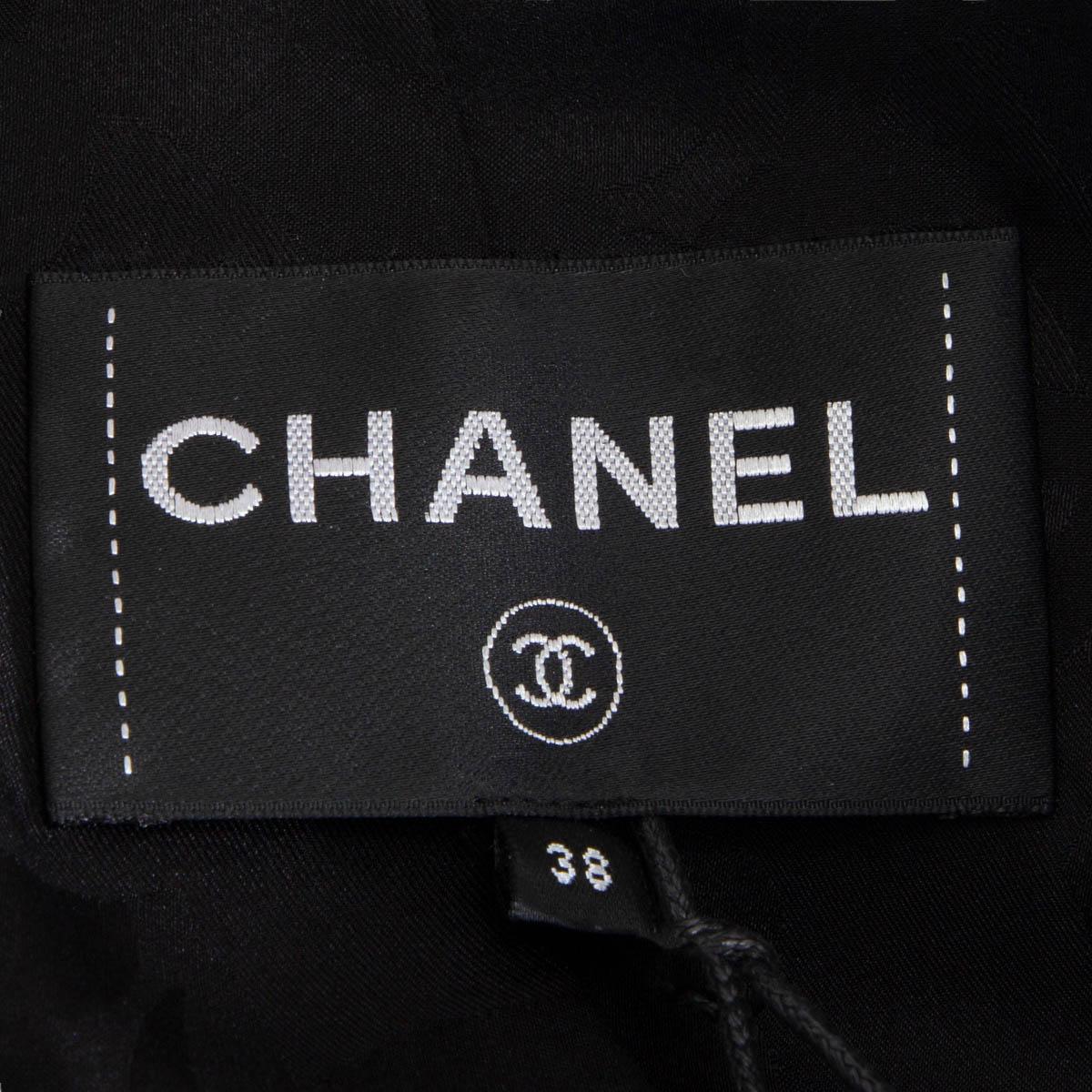 Giacca CHANEL 2019 in pelle nera con TRIMENTO IN VELVET e finta lucertola 38 S 2