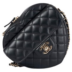 CHANEL black leather 2022 22S LARGE HEART Shoulder Bag