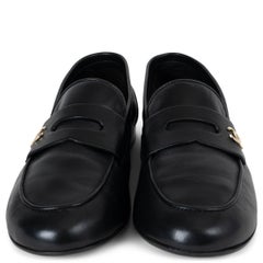 CHANEL black leather 21S PENNY Loafers Shoes 38.5