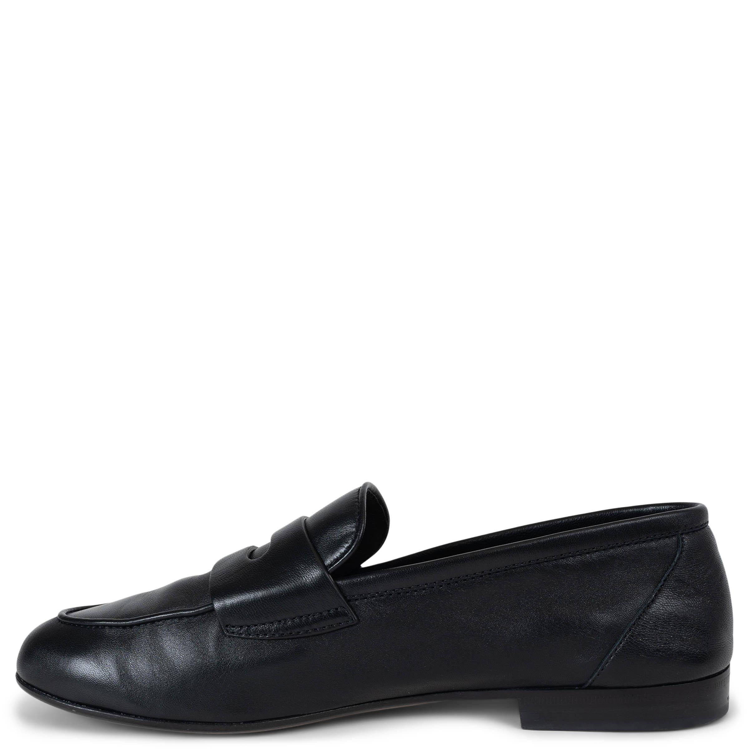 CHANEL schwarz Leder 21S PENNY Loafers Schuhe 38.5 (Schwarz) im Angebot