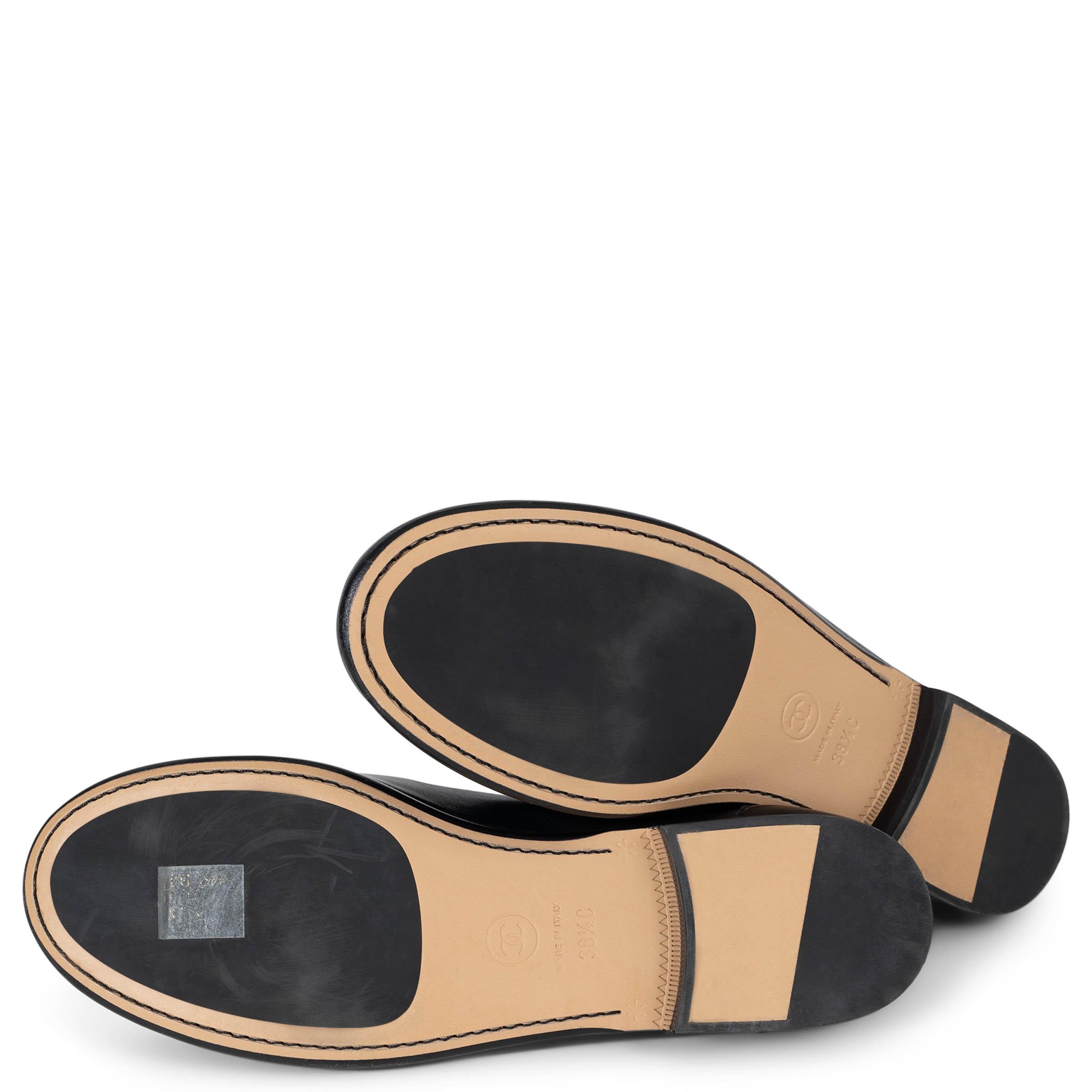 CHANEL schwarz Leder 21S PENNY Loafers Schuhe 38.5 im Angebot 4