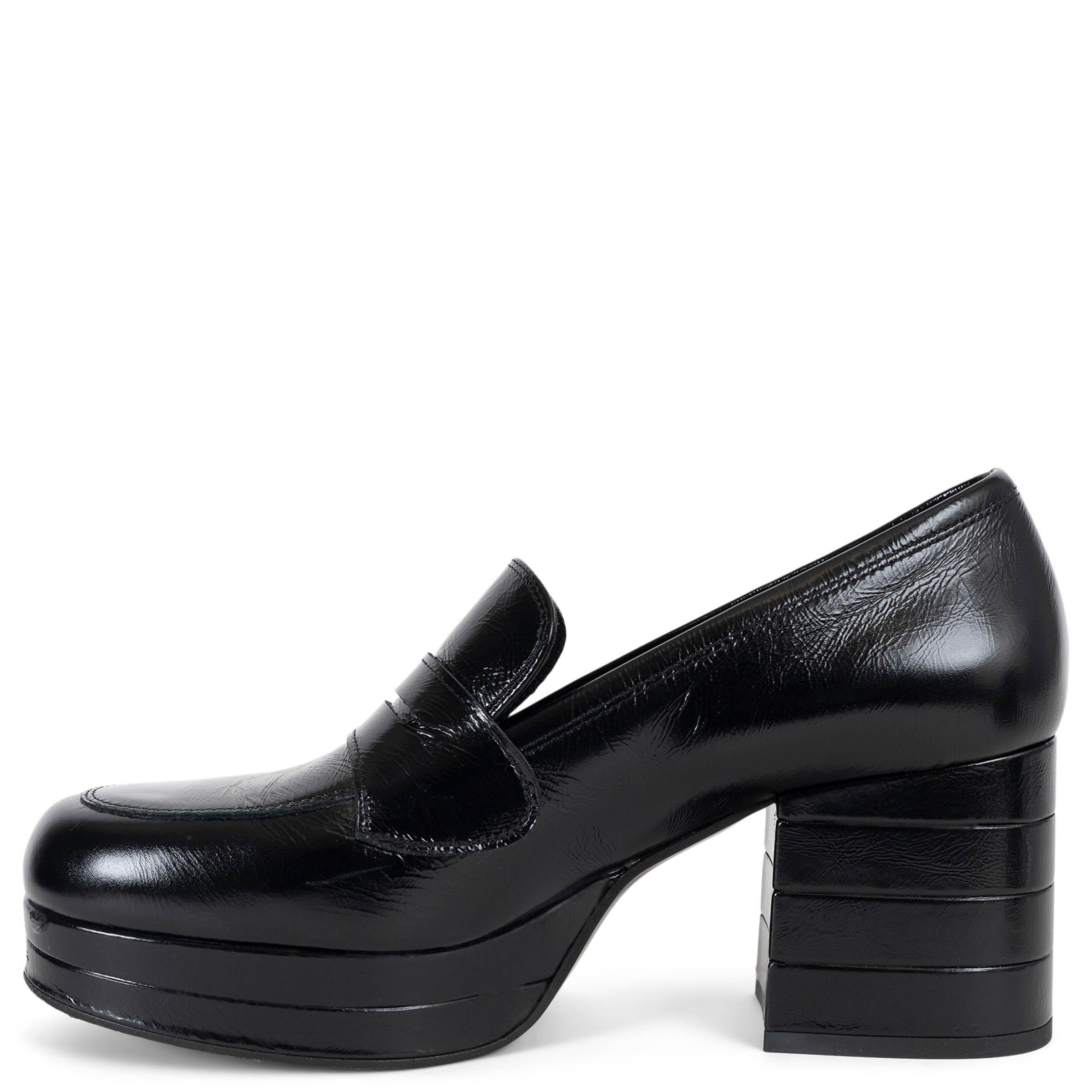 Nero Chanel in pelle nera 24 carati, stile LOAFER, Scarpe 39 G46066 in vendita