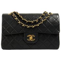 Chanel Black Leather 2.55 Bag 23 cm, 1980s
