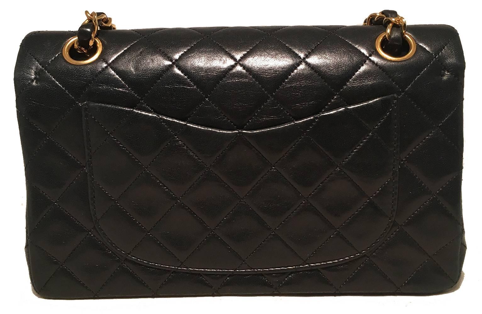 Chanel Black Leather 9 inch 2.55 Double Flap Classic Shoulder Bag In Good Condition In Philadelphia, PA