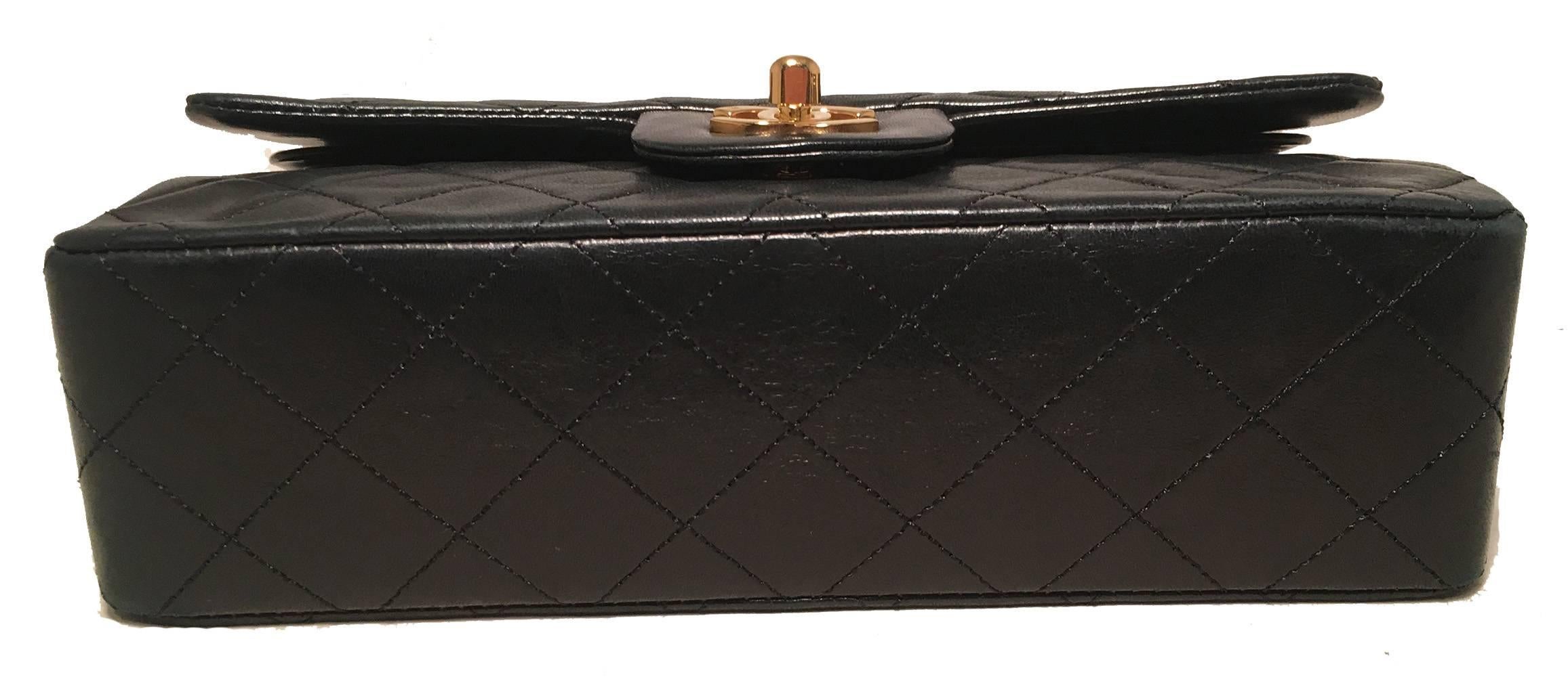 Women's Chanel Black Leather 9 inch 2.55 Double Flap Classic Shoulder Bag