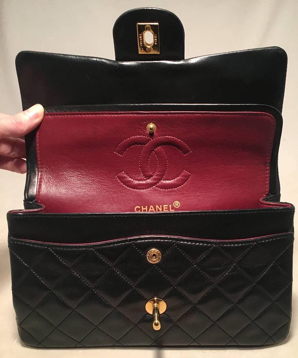 Chanel Black Leather 9 inch 2.55 Double Flap Classic Shoulder Bag 3