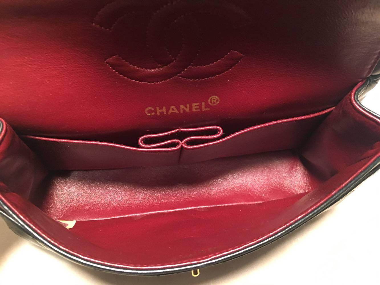 Chanel Black Leather 9 inch 2.55 Double Flap Classic Shoulder Bag 5