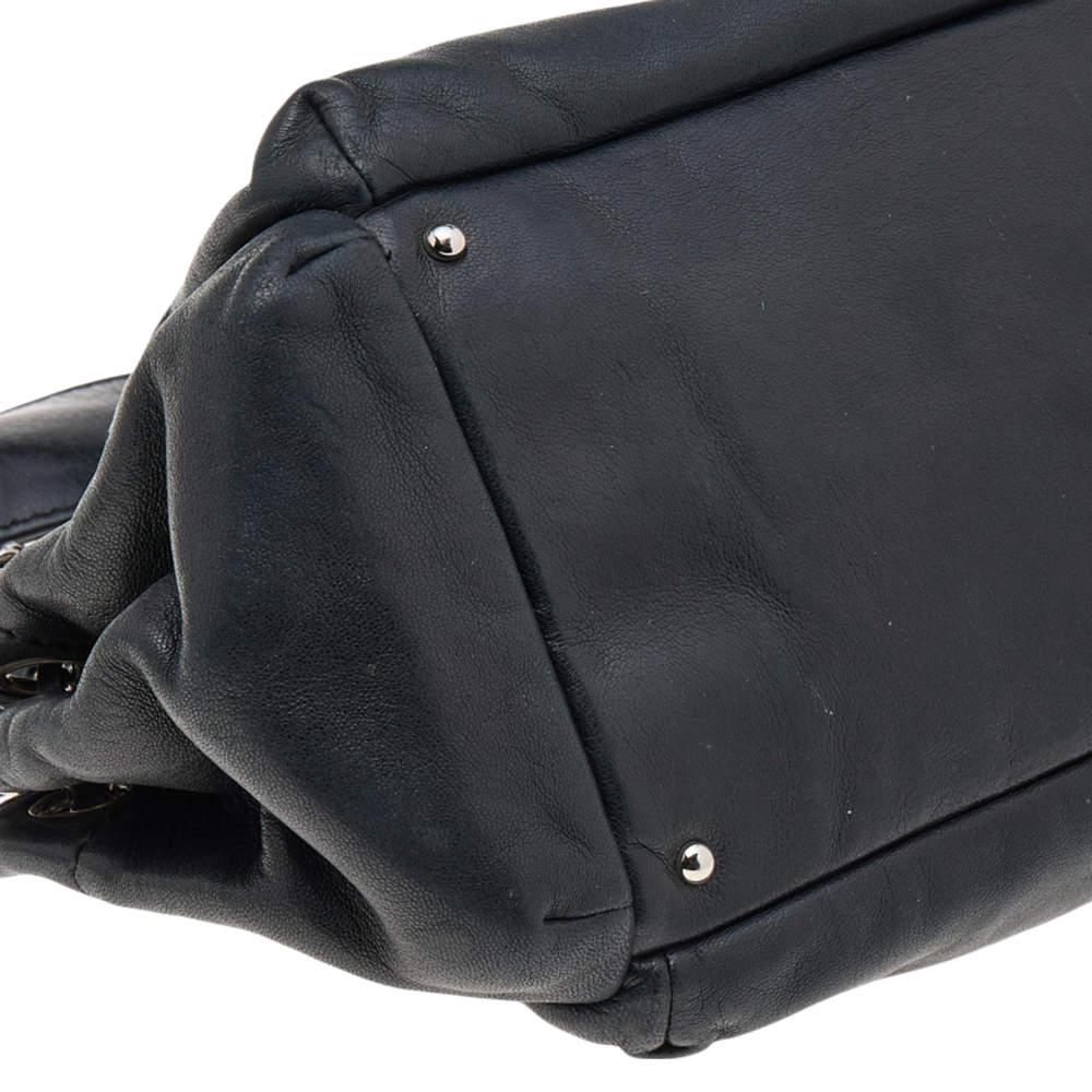 Women's Chanel Black Leather Accordion Zipper Bag For Sale
