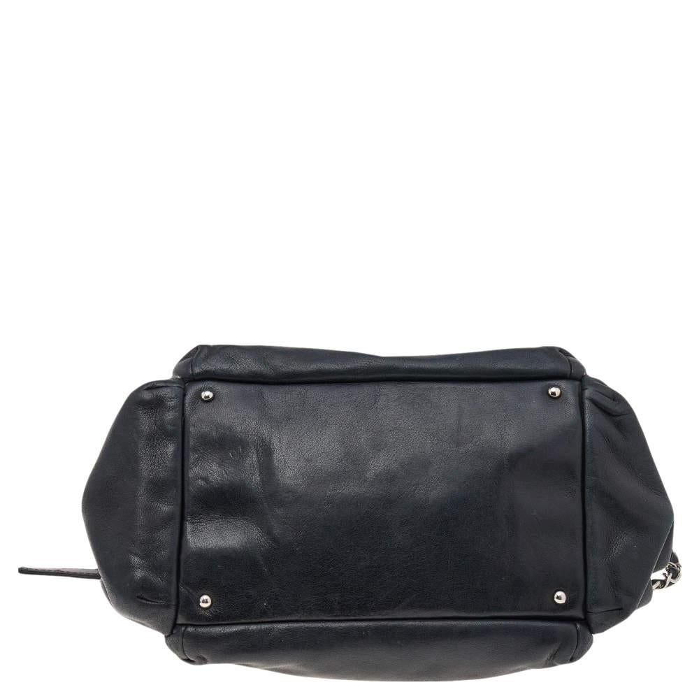 Chanel Black Leather Accordion Zipper Bag 1